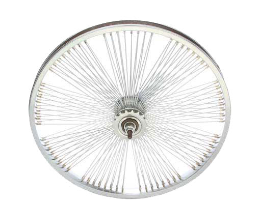20" FAN STEEL COASTER WHEEL 144 SPOKE 14G UCP 3/8 AXLE SINGLE WALL CHROME