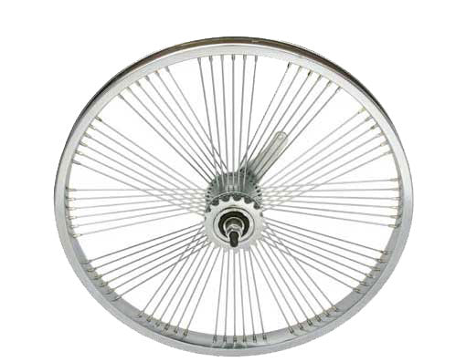 20" FAN STEEL COASTER WHEEL 72 SPOKE 14G UCP 3/8 AXLE SINGLE WALL CHROME