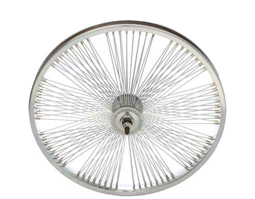 20" FAN STEEL FRONT WHEEL 144 SPOKE 14G UCP 3/8 AXLE SINGLE WALL CHROME