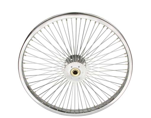 20" HOLLOW-HUB STEEL WHEEL 72 SPOKE 14G UCP BEARING 5/8IDX1-3/8OD SINGLE WALL CHROME