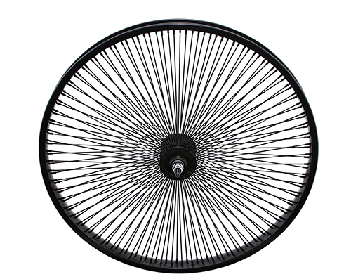 24 STEEL FRONT WHEEL 144 SPOKE 14GBLACK 3/8 AXLE SINGLE WALL BLACK
