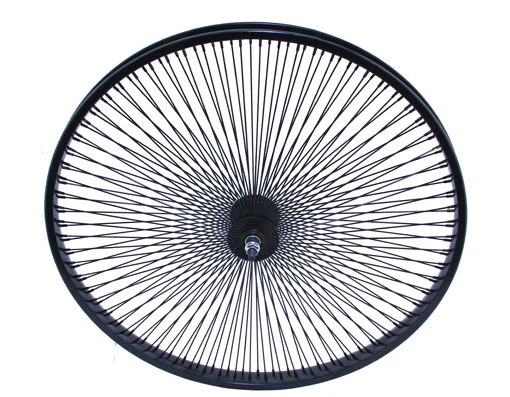 26 STEEL FRONT WHEEL 144 SPOKE 14GBLACK 3/8 AXLE SINGLE WALL BLACK