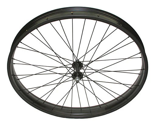 26 X 3.00 FAT ALLOY FRONT WHEEL 36 SPOKE 14GBLACK 3/8 AXLE SINGLE WALL BLACK